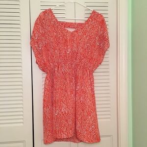 Funky People Casual Patterned Orange & White Dress